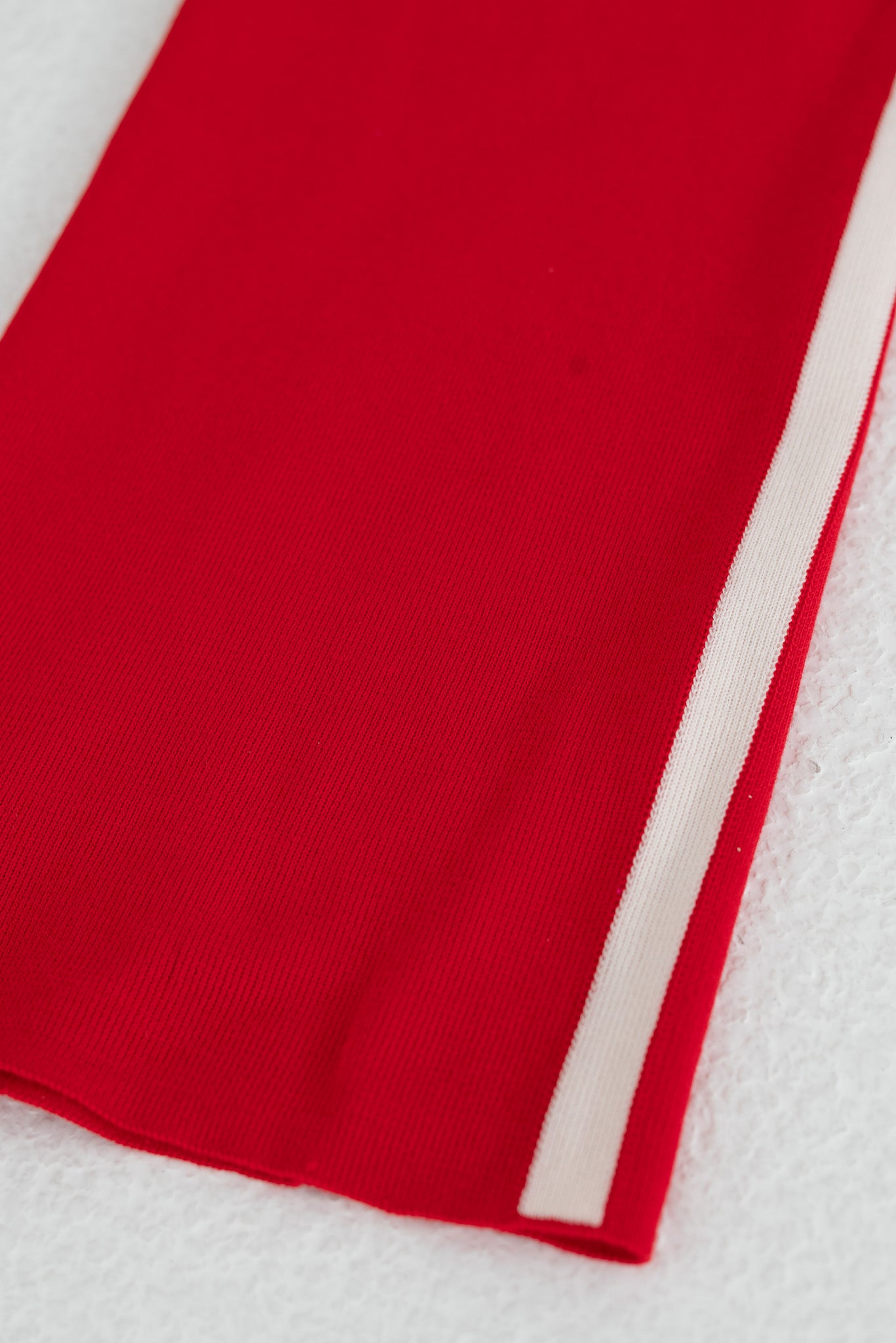 women's Knitted Polo Pants Set- red/ white/ baebekillinem - stretch