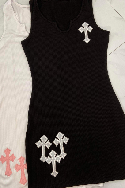 Women's Sleeveless Cross Tank Dress - Baebekillinem Boutique- Front view