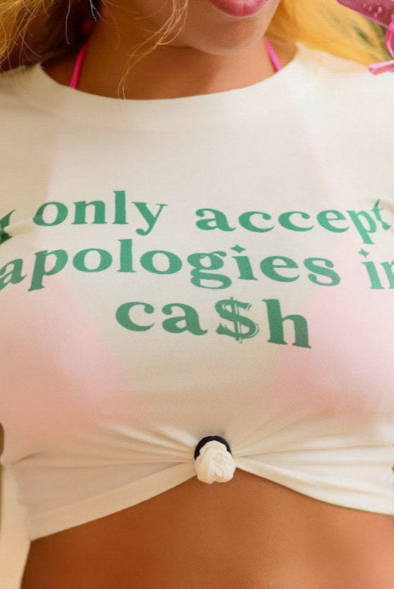 Women's Cash Apologies Graphic Crop Top- BaeBekillinem Boutique- Front view