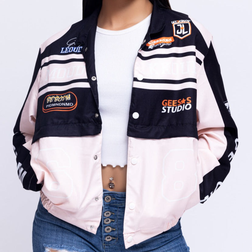 Women's Pink & Black Lightweight 2-in-1 Jacket Skirt - BaeBekillinem- Polyester- two piece set- detachable zipper and bottons- Pink/ Black- jacket that turns into a skirt- party- casual