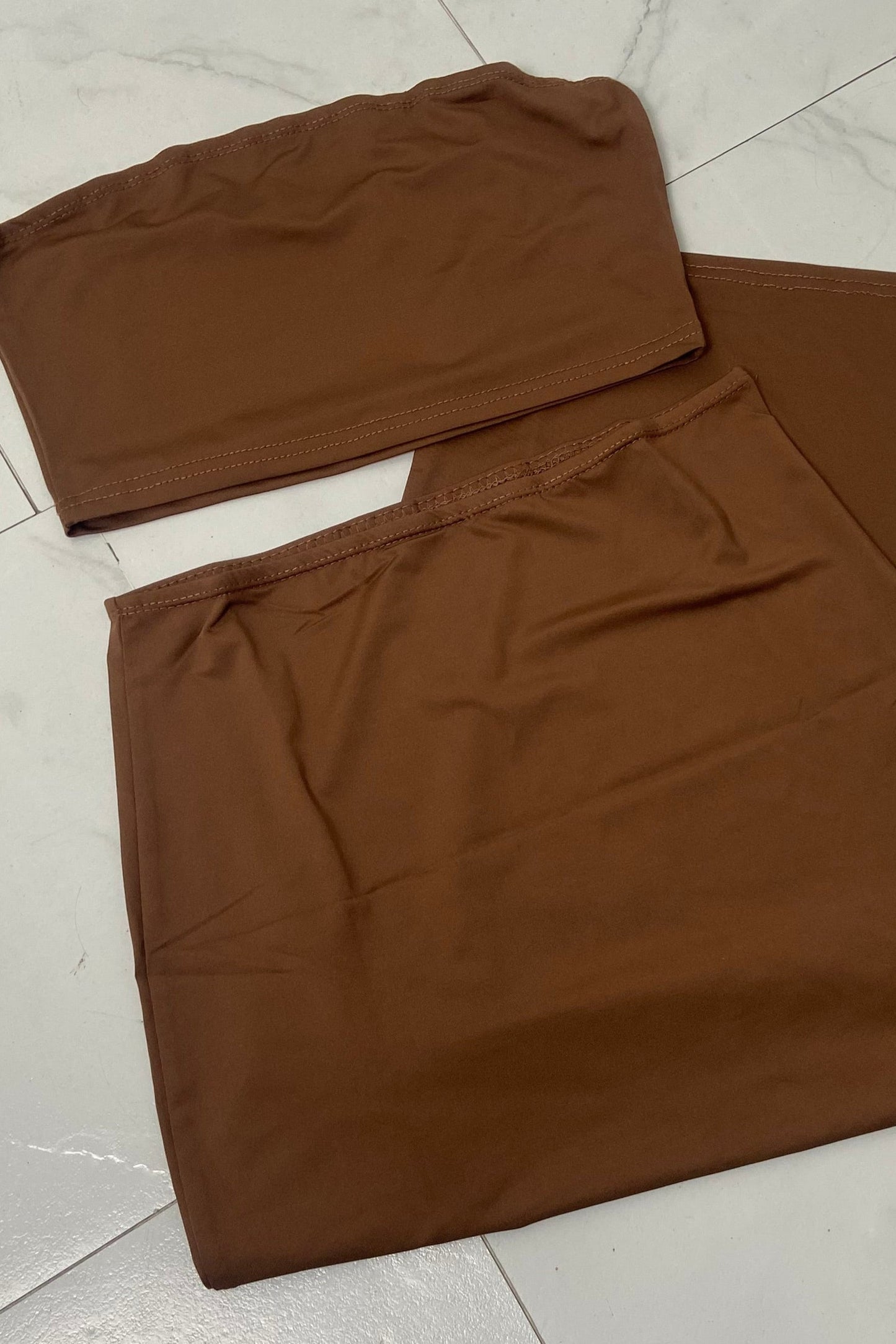 Women's Basics Stretchy Skirt Set- Flat lay view- BaeBekillinem