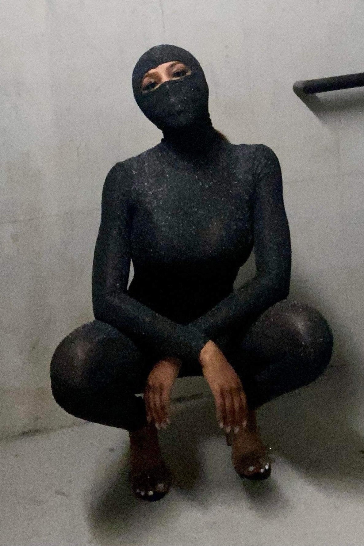 Women's Glitter Backless Stretch Catsuit -front lifetstyle view- BaeBekillinem Boutique-