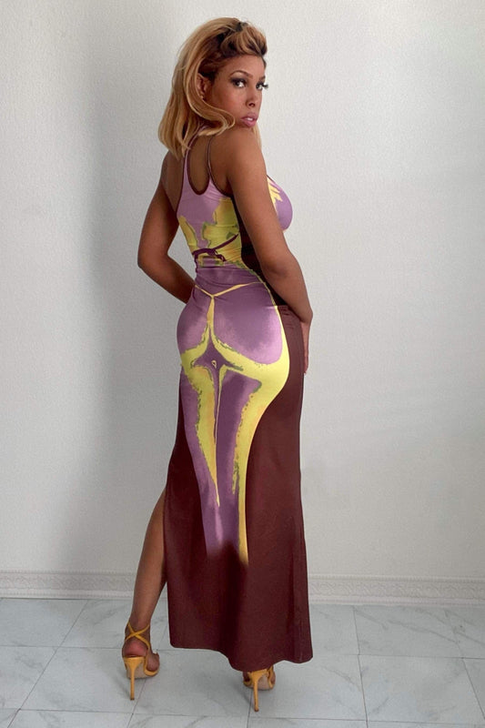 Women's Body Silhouette Maxi Dress - Baebekillinem Boutique - back view