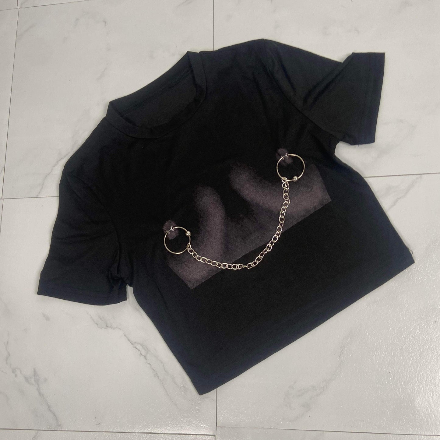 Women's Public Piercings Fitted Crop Top - BaeBekillinem Boutique- Polyester/ Cotton- White/ Black