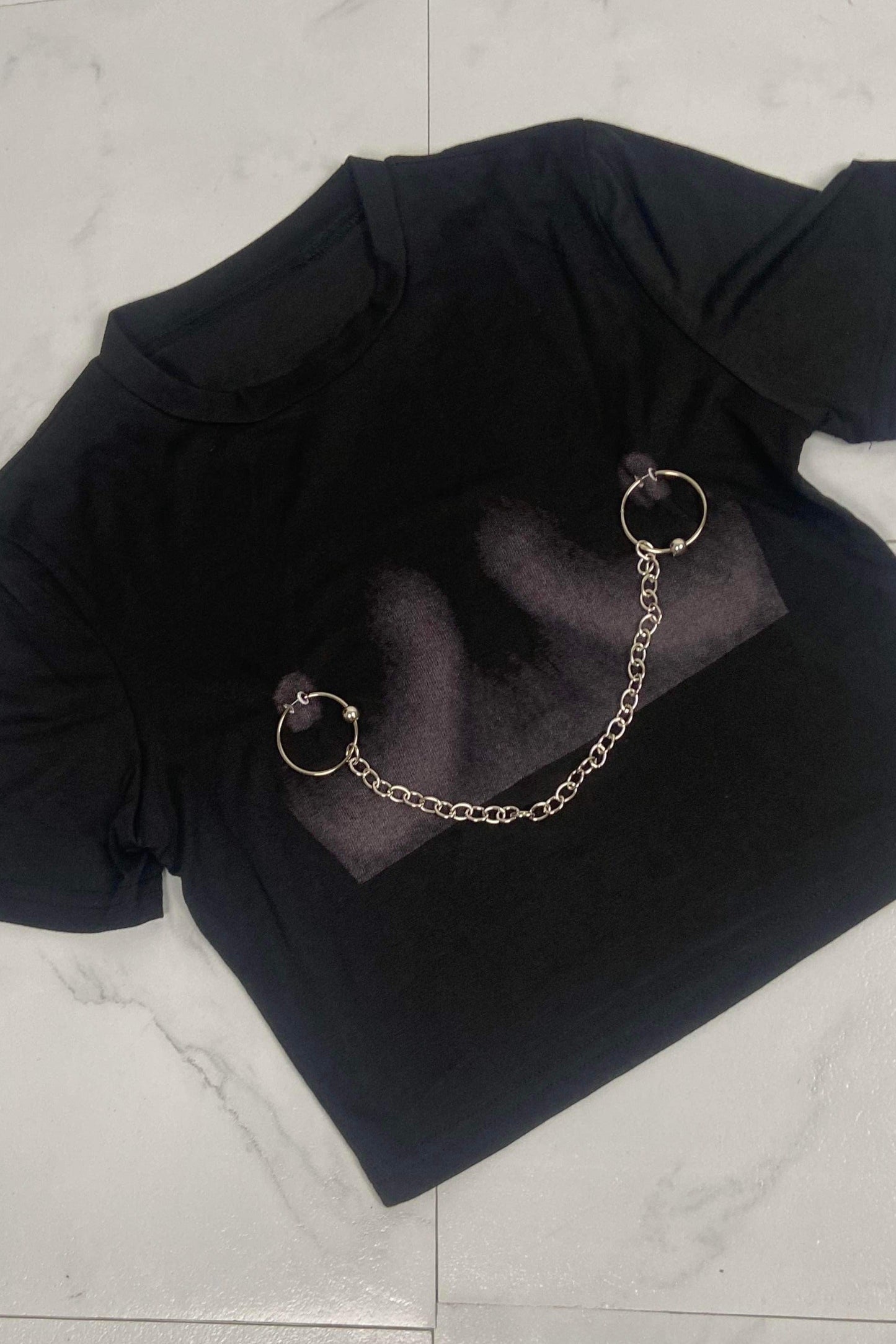 Women's Public Piercings Fitted Crop Top - BaeBekillinem Boutique- Polyester/ Cotton- White/ Black