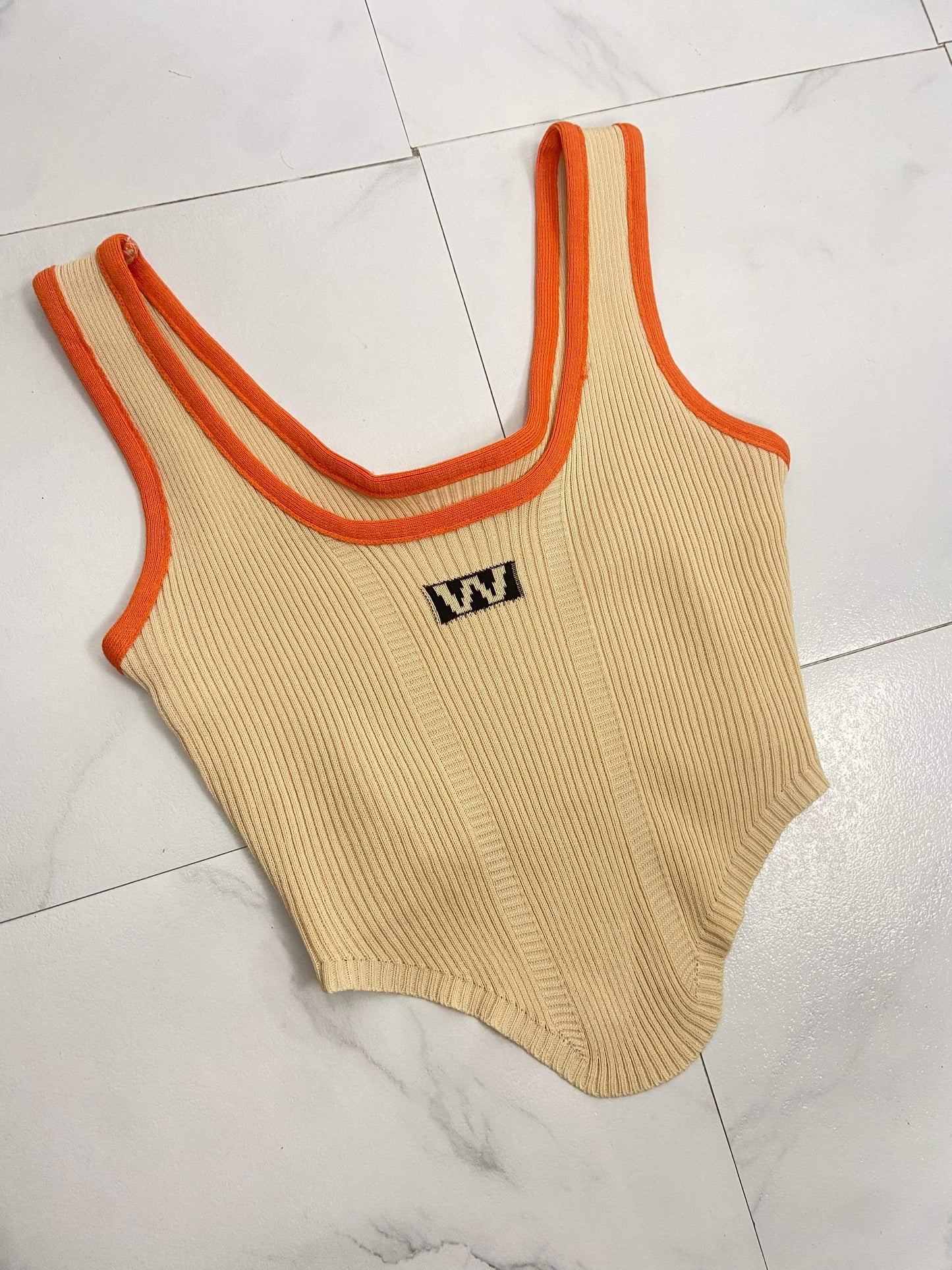 Women's Wang Knitted Crop - BaeBekillinem Boutique- Cotton- Tan/ Orange