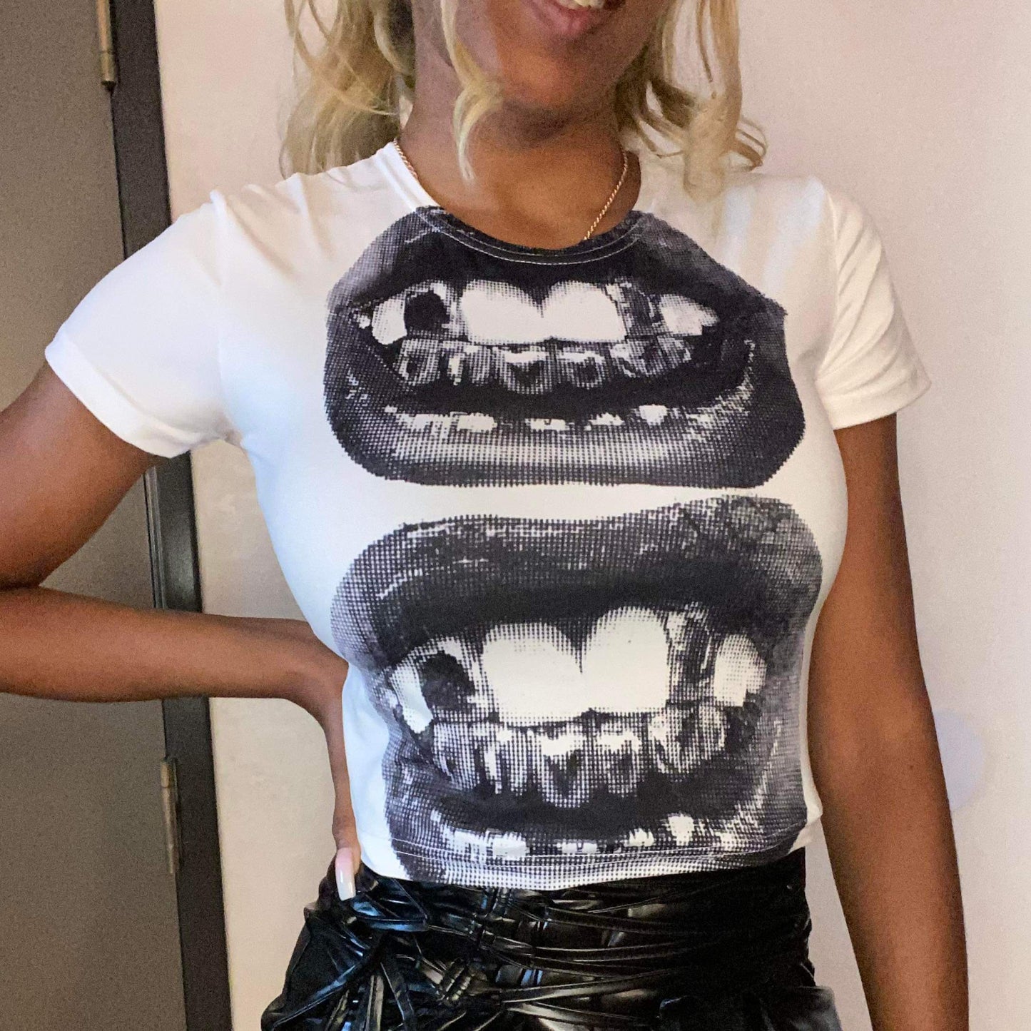 Women's My Grillz Baby Tee - BaeBekillinem Boutique - White/ Black- Cotton