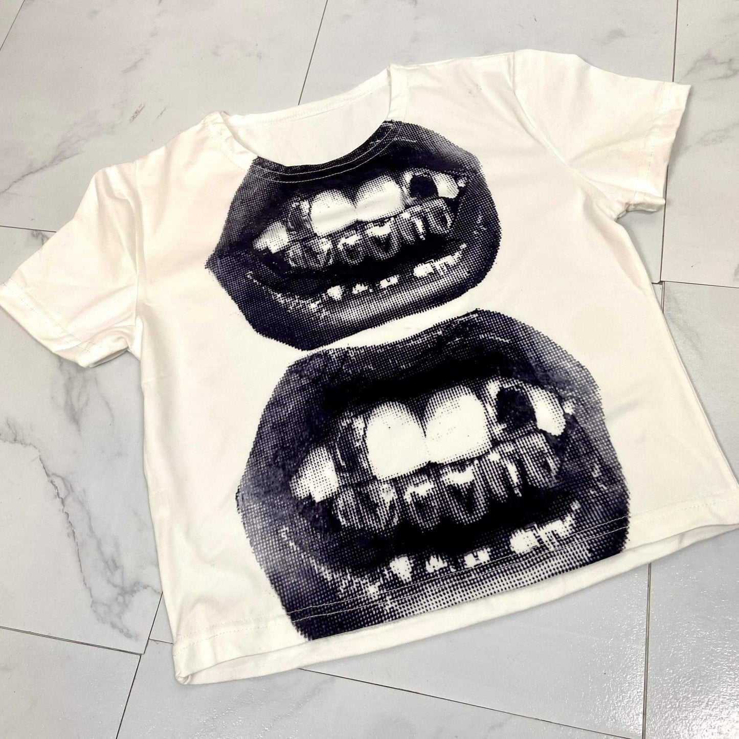 Women's My Grillz Baby Tee - BaeBekillinem Boutique - White/ Black- Cotton