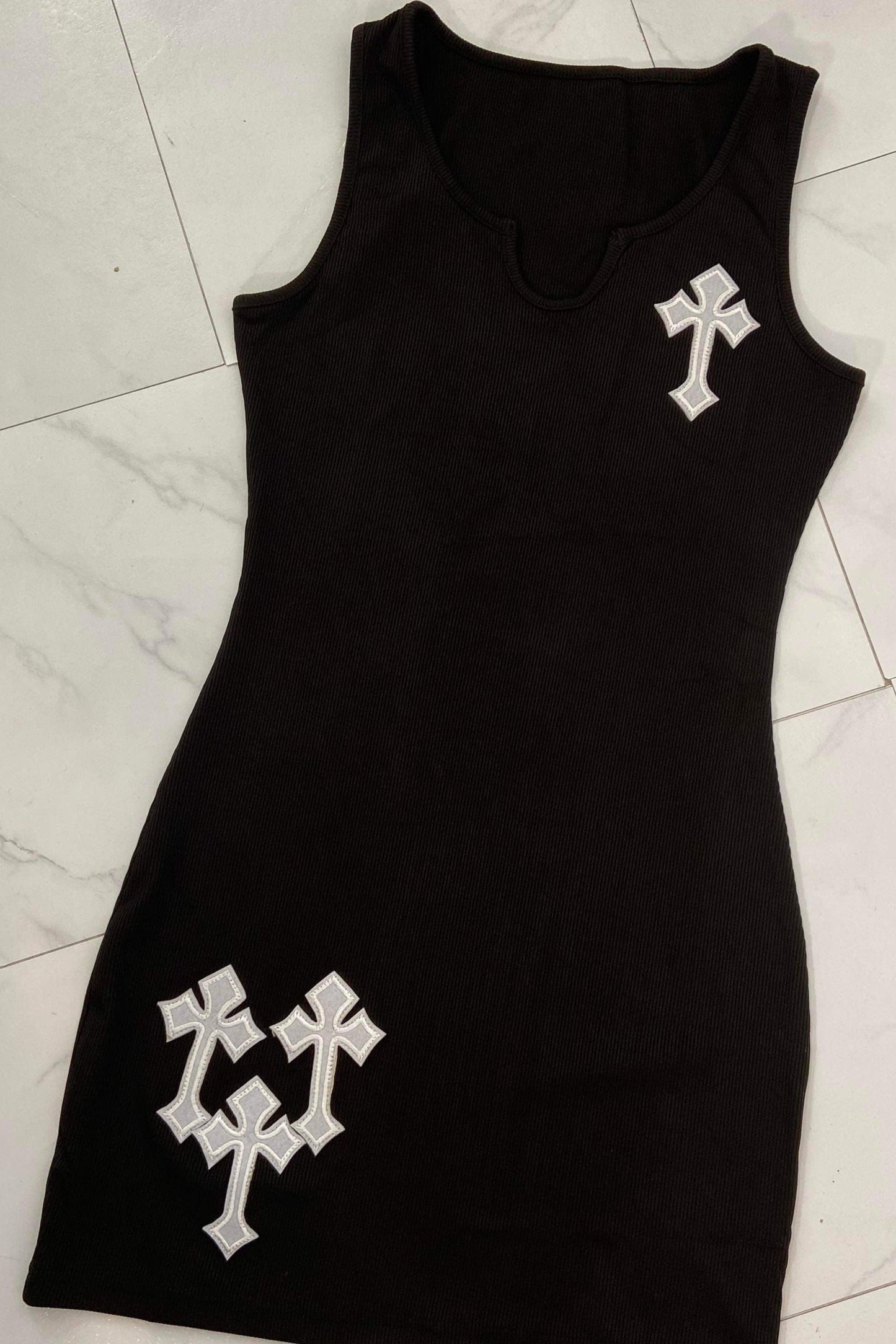 Women's Sleeveless Cross Tank Dress - Baebekillinem Boutique- Flat lay view