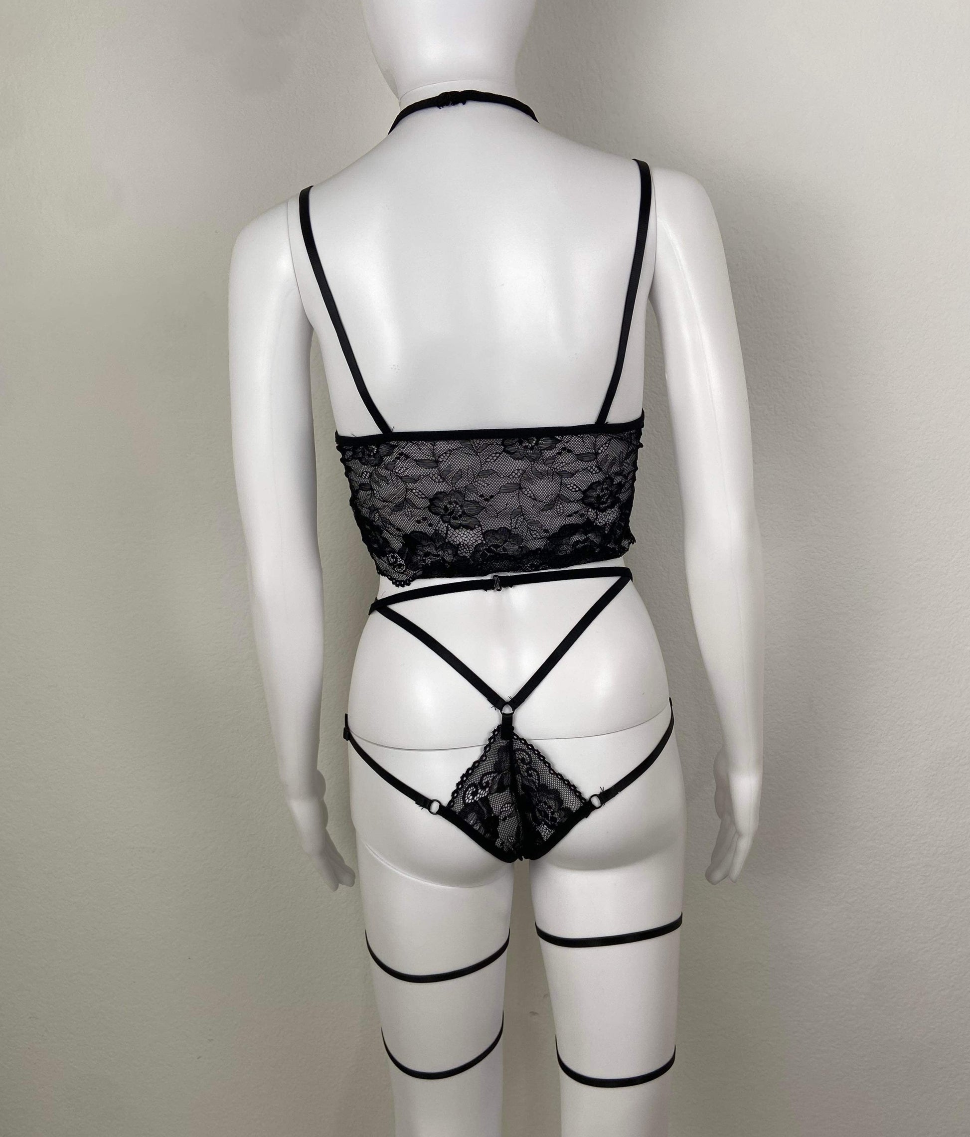 Women's Lacey Lingerie - BaeBekillinem Boutique- Polyester- Black