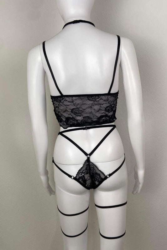 Women's Lacey Lingerie - BaeBekillinem Boutique- Polyester- Black
