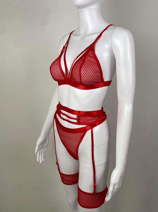 Women's Perspective Lingerie Set - Baebekillinem Boutique- Polyester- Red/ Black