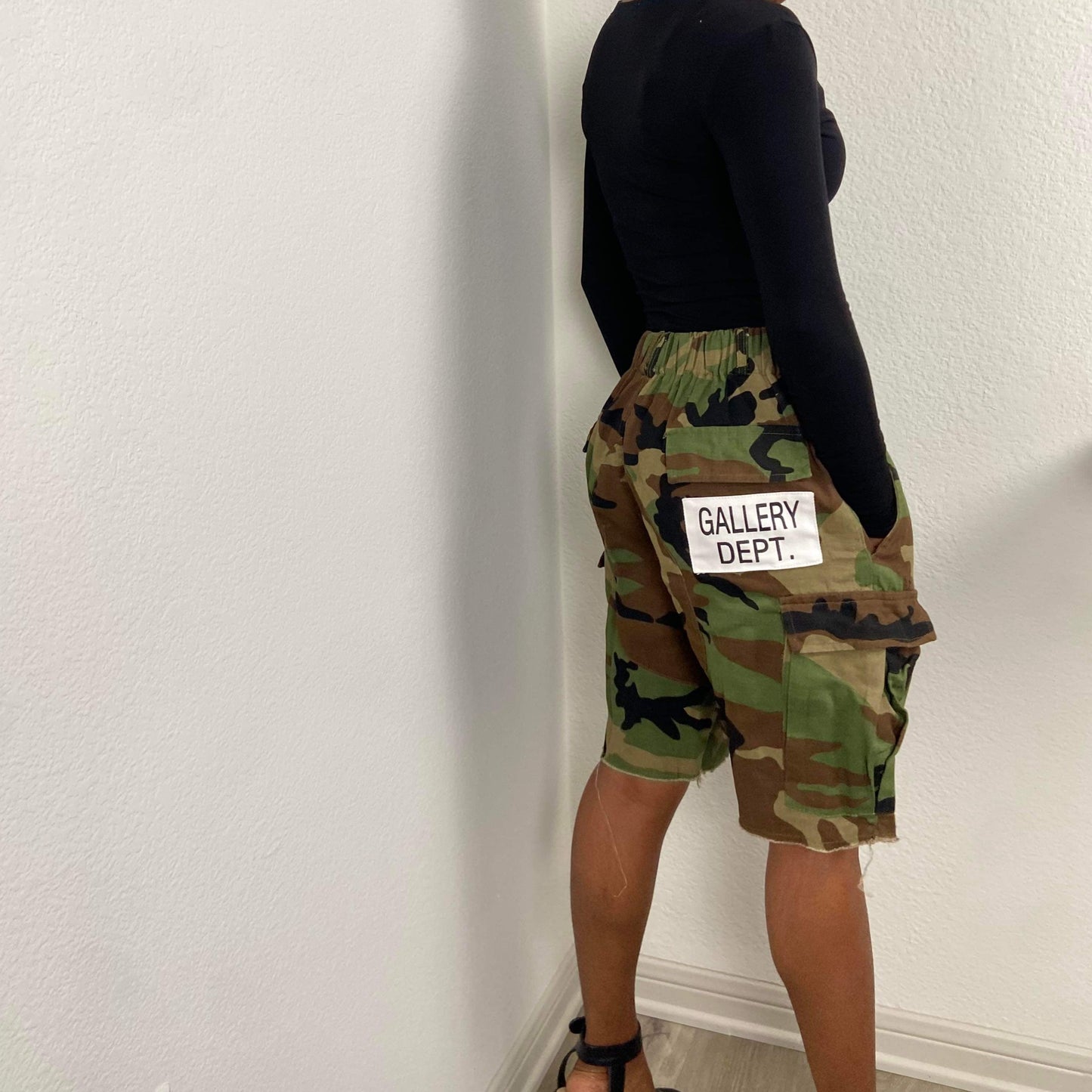 Women's Baggy Camo Cargo Shorts - BaeBekillinem Boutique- Patchwork- Polyester - Green -camo- knee length