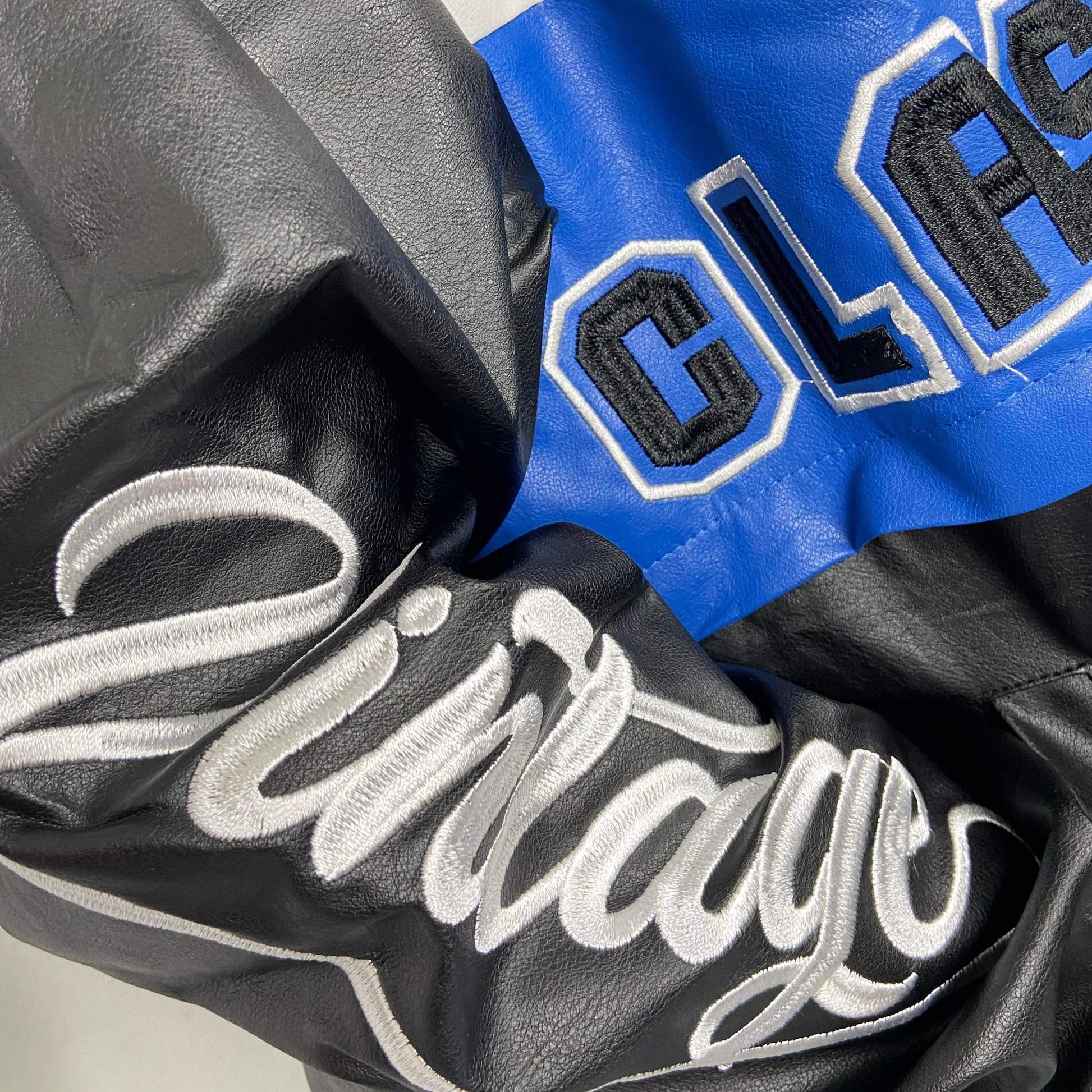 Women's Blue 2-in-1 Leather Motorcycle Jacket - Baebekillinem Boutique- Cotton/ PU Leather/ Polyester- Blue/ Black