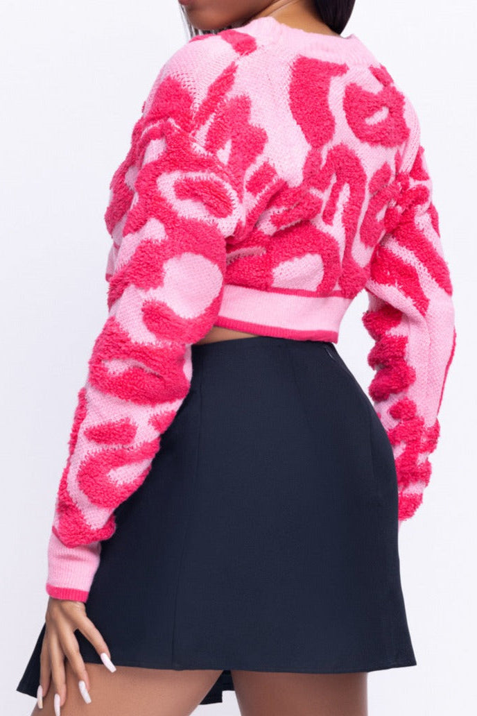 Women's Long Sleeve Knit Crop Sweater Top- back view — Baebekillinem