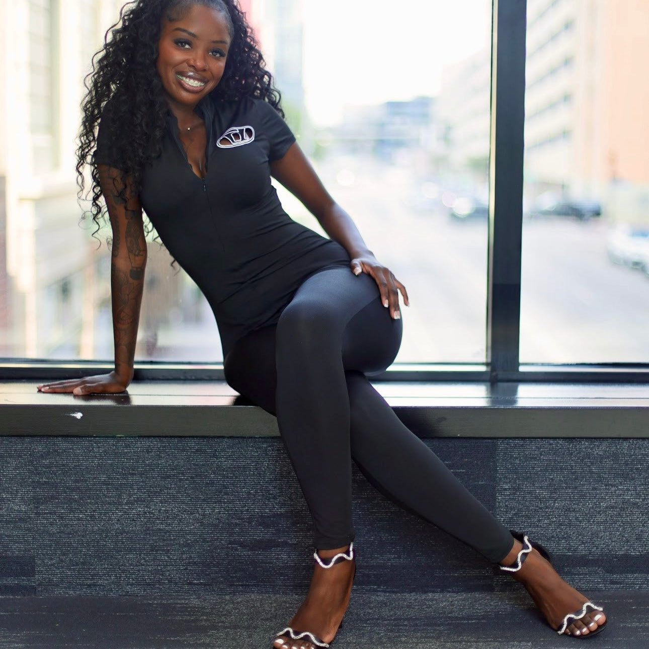 Women's Streetwear Hollow Active Jumpsuit- Baebekillinem Boutique- Black/ Blue- Polyester/ Spandex