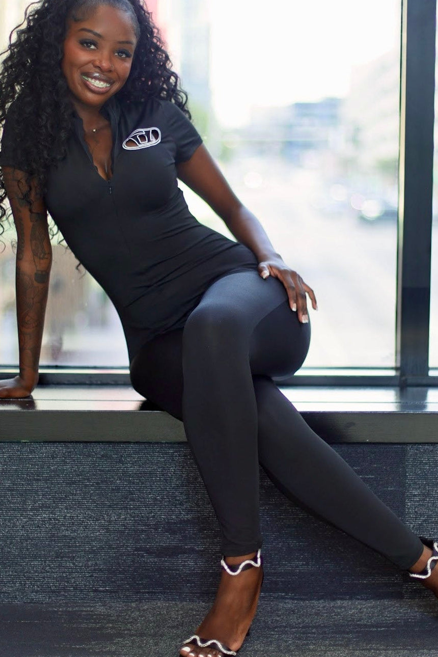 Women's Solid Streetwear Hollow Active Jumpsuit- front view — Baebekillinem