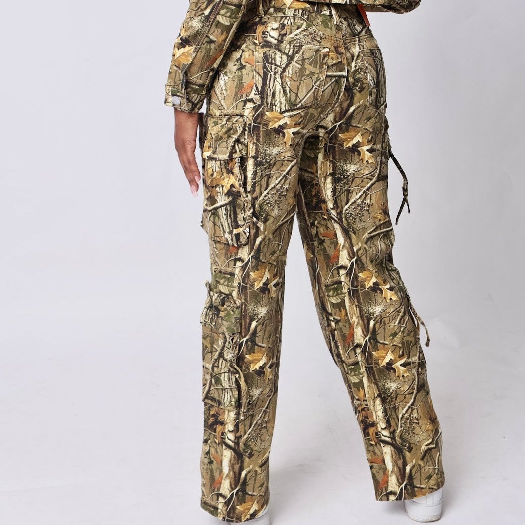 Real Camo Cargo Pants- baebekillinem Boutique- Real tree camouflage white/grey & Tan-/brown