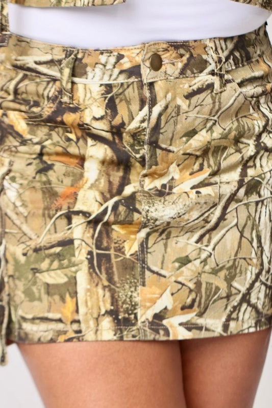Real Camo Cargo Skirt- Baebekillinem -Front view close up detail