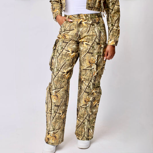 Real Camo Cargo Pants- baebekillinem Boutique- Real tree camouflage white/grey & Tan-/brown