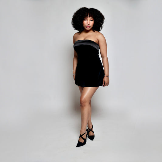 Black strapless bandage mini dress elegant holiday style — Baebekillinem