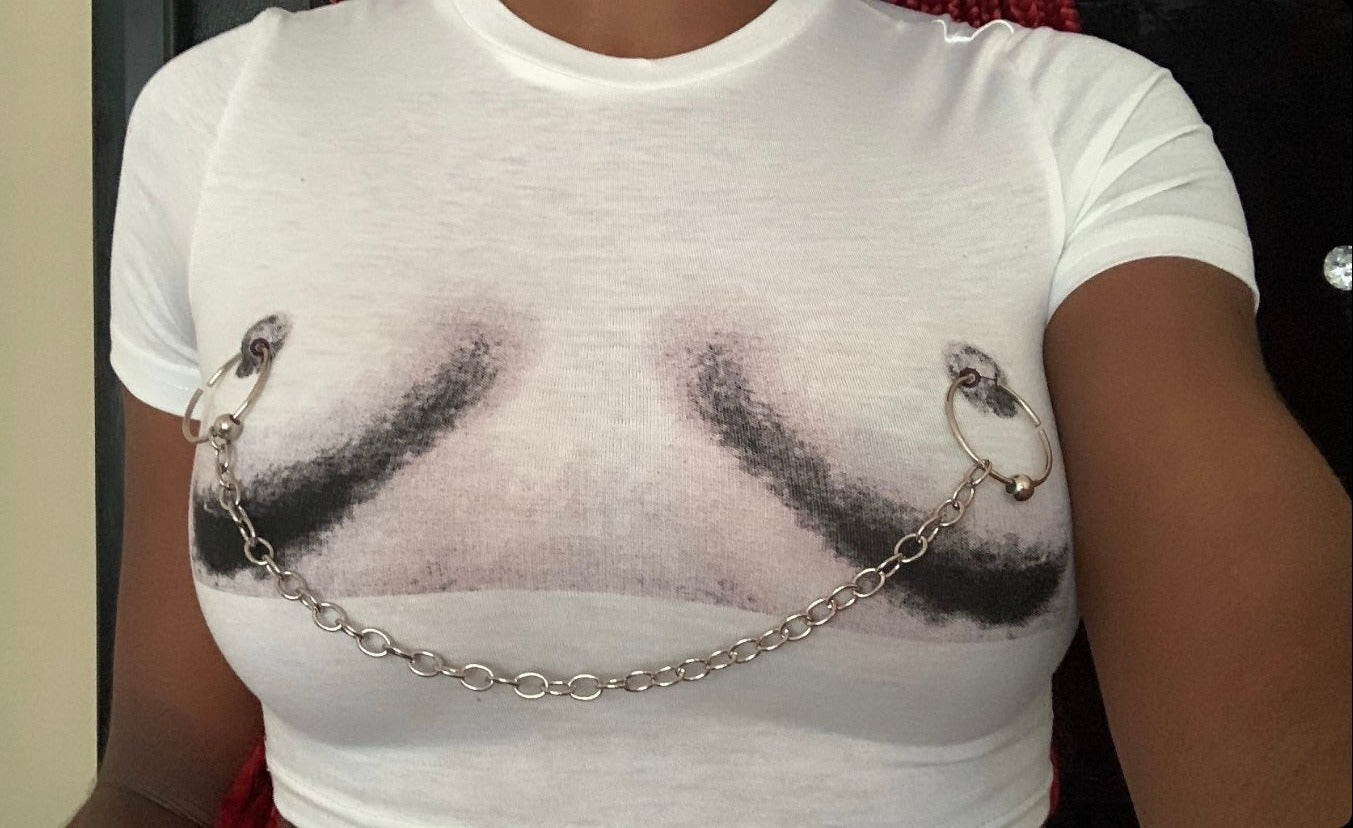 Women's Public Piercings Fitted Crop Top - BaeBekillinem Boutique- Polyester/ Cotton- White/ Black