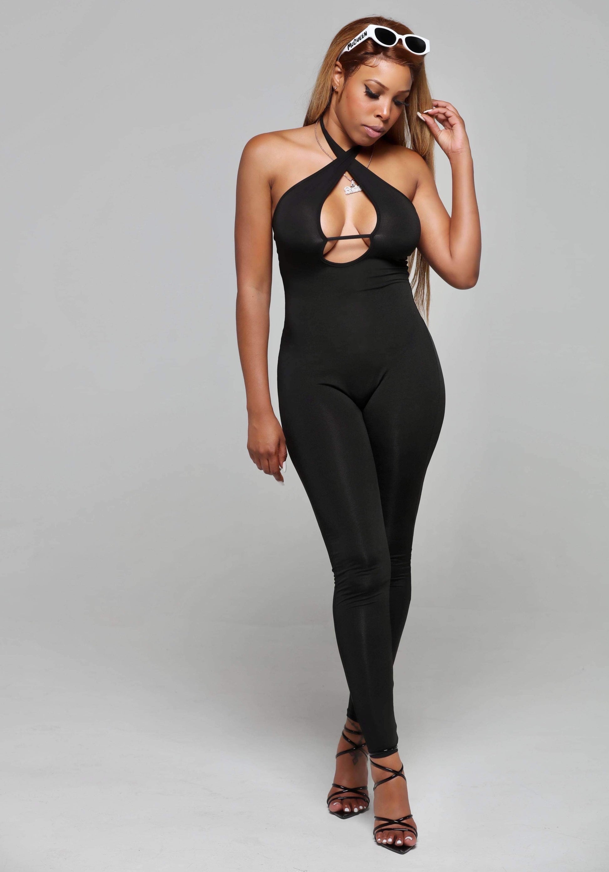 Freak Em Jumpsuit - BaeBekillinem- Polyester/ Spandex- Black- Cutout- High stretch