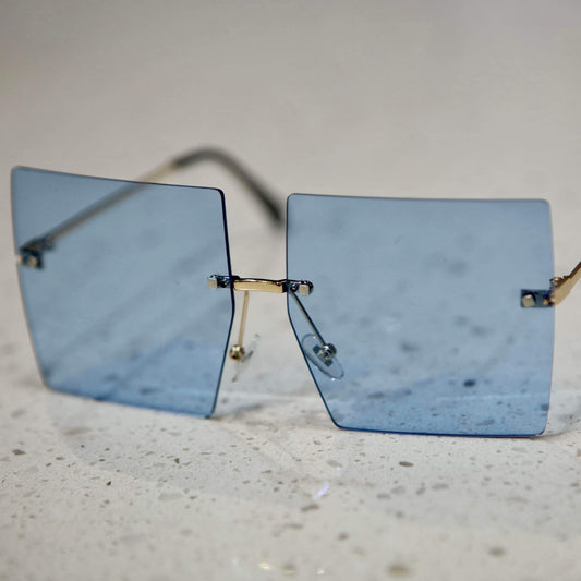 Women's Square Oversized Rimless Sunglasses- polycarbonate/ Metal- Pink/ brown/ Blue- Baebekillinem Boutique