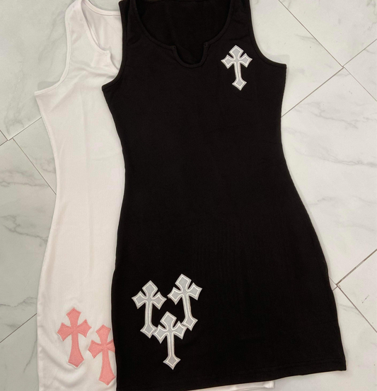 Women's Sleeveless Cross Tank Dress - Baebekillinem Boutique- Front view
