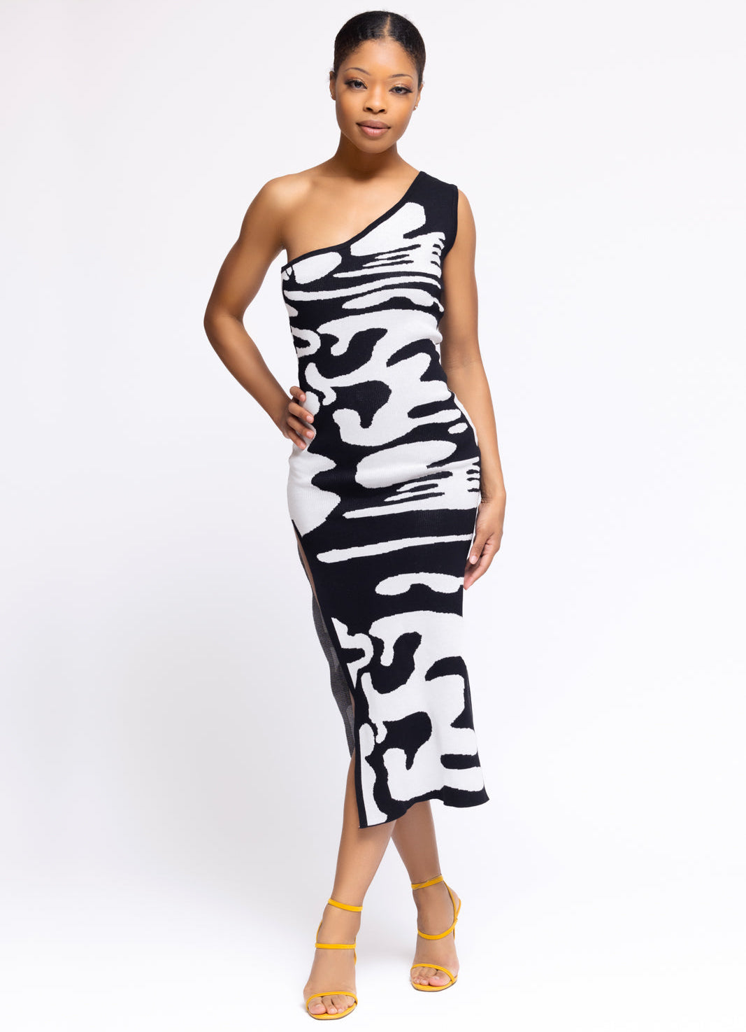 Women's High Slit Doesa Body Good Knit Midi Dress - front view- BaeBekillinem Boutique