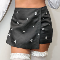 Black rhinestone bling mini skirt full length view — Baebekillinem