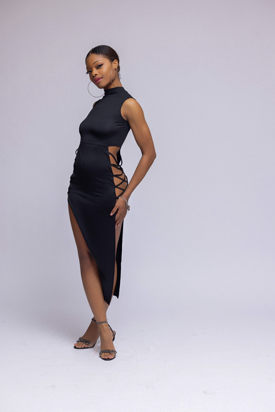 Women' s Hot Date Bandage Cutout Slit Dress - BaeBekillinem Boutique- Polyester/ Spandex- Black/ Orange/ White