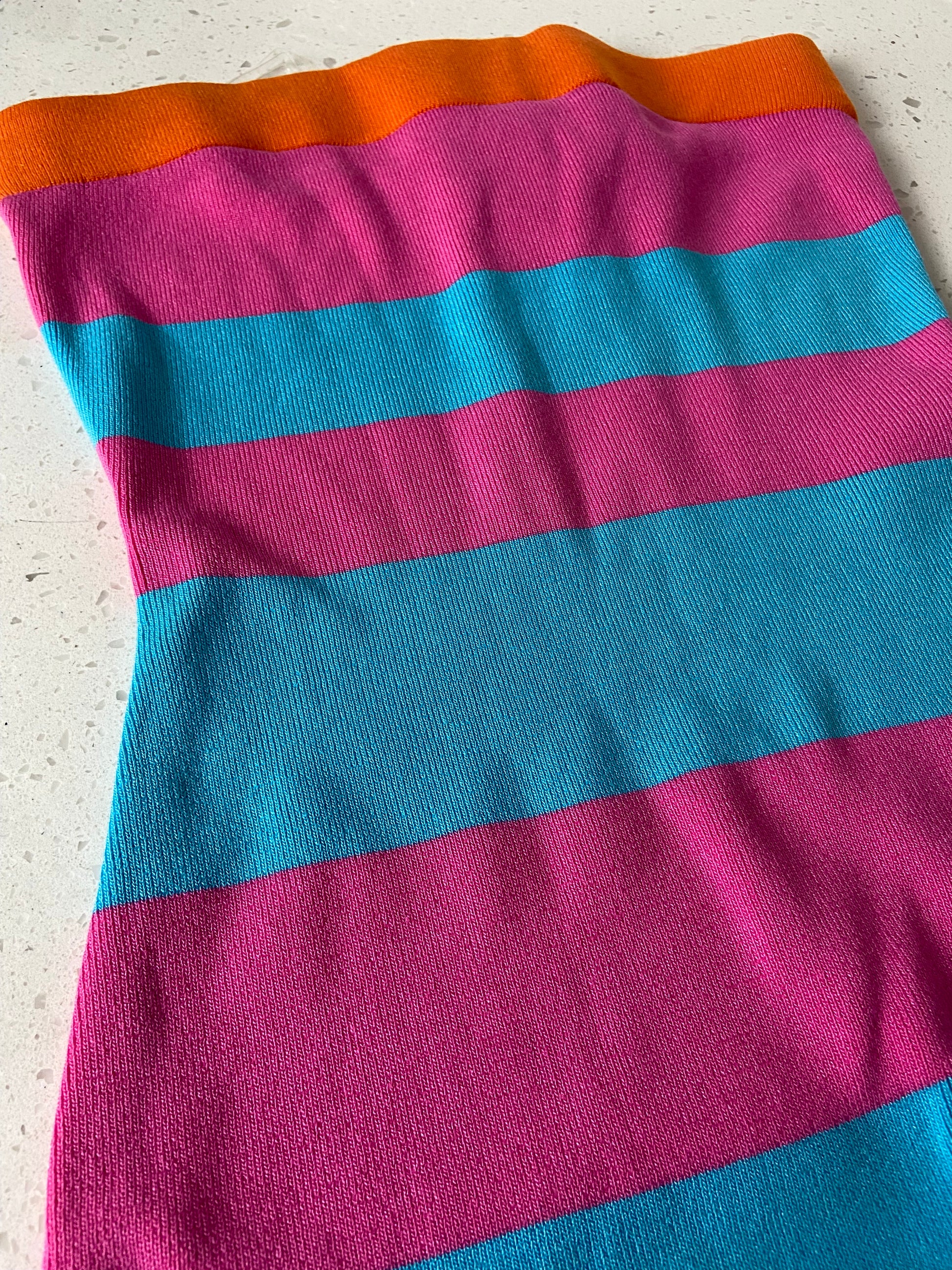 Multicolor Striped Knitted Tube Maxi Dress - Baebekillinem Boutique- Blue/ Pink/ Orange/ Yellow
