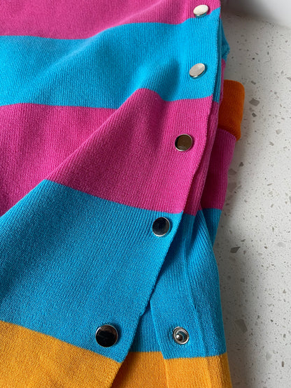 Multicolor Striped Knitted Tube Maxi Dress - Baebekillinem Boutique- Blue/ Pink/ Orange/ Yellow