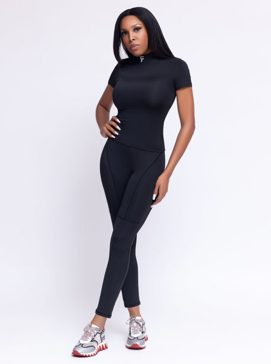 Women's Casual Stretchy Pants Set- Black- Polyester/ Spandex- Baebekillinem Boutique- casual- party- 
