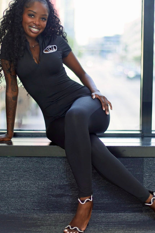 Women's Solid Streetwear Hollow Active Jumpsuit- front view — Baebekillinem