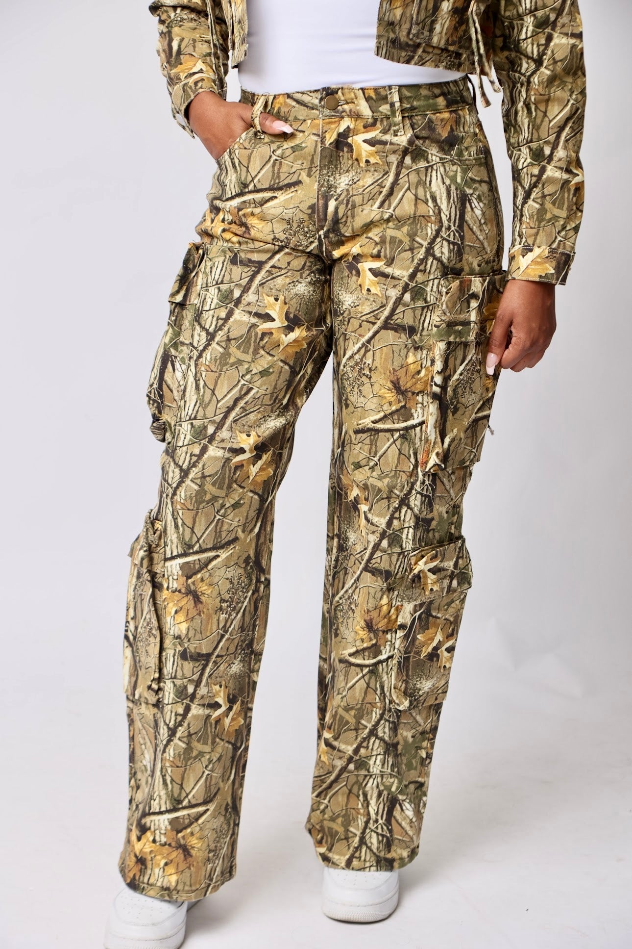 Real Camo Cargo Pants- baebekillinem Boutique- Real tree camouflage white/grey & Tan-/brown