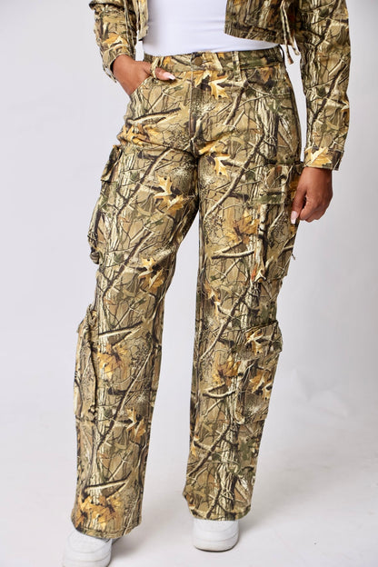 Real Camo Cargo Pants- baebekillinem Boutique- Real tree camouflage white/grey & Tan-/brown