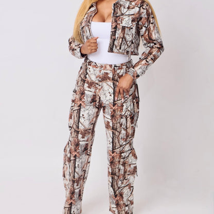 Real Camo Cargo Pants- baebekillinem Boutique- Real tree camouflage white/grey & Tan-/brown