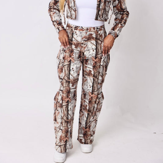 Real Camo Cargo Pants- baebekillinem Boutique- Real tree camouflage white/grey & Tan-/brown