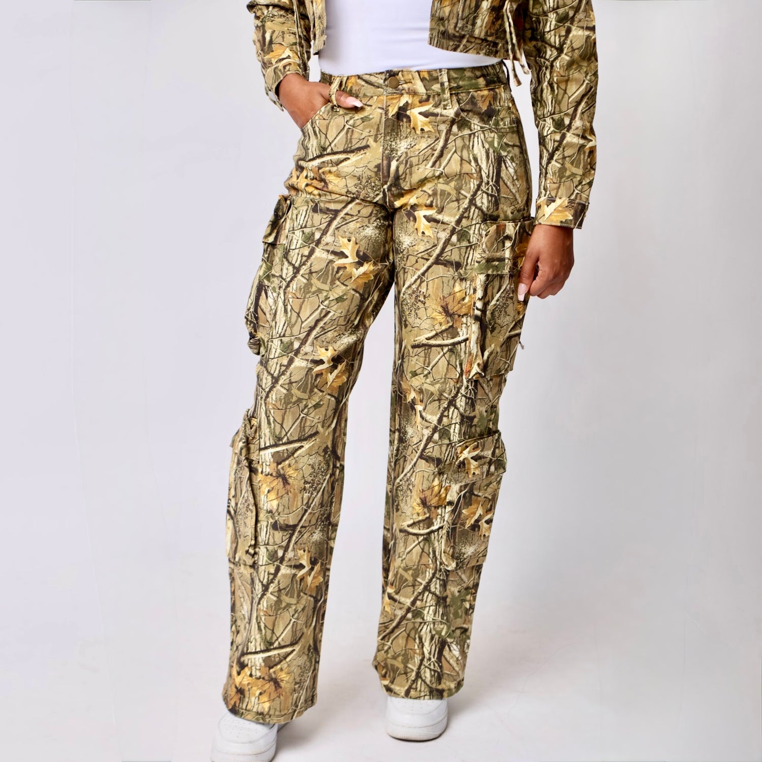 Real Camo Cargo Pants- baebekillinem Boutique- Real tree camouflage white/grey & Tan-/brown