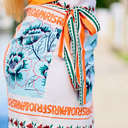 Vintage Style Printed Skirt- Baebekillinem Boutique- White/Orange 