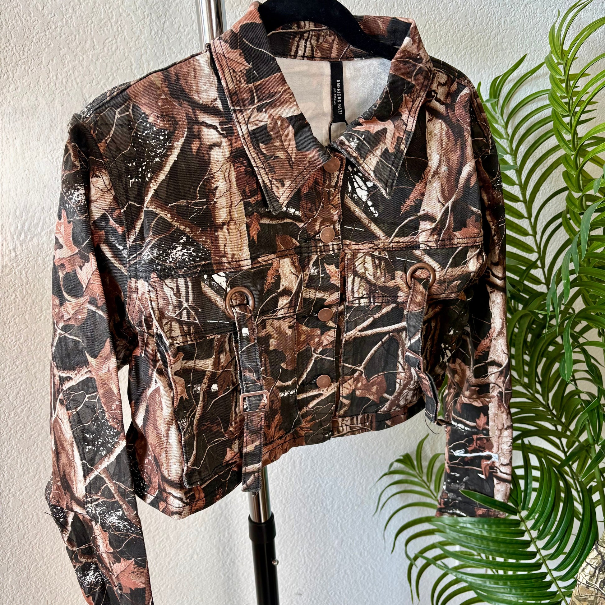 Real Camo Moto Crop Jacket- Baebekilline Boutique- White/ Tan- Real tree camouflage