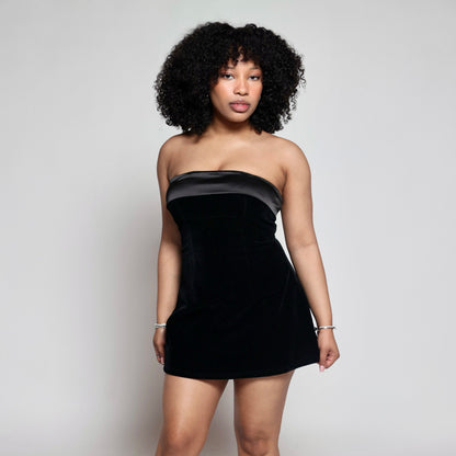 Elegant Strapless Bandage Mini Dress- Baebekillinem Boutique- Red/ Black- holiday dresses