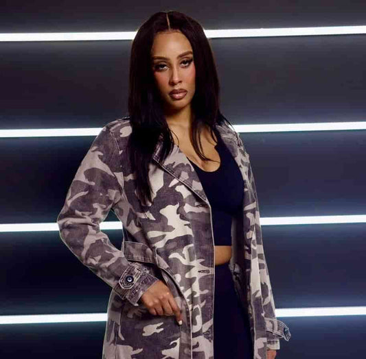 Grey Camo Print Trench Coat - Baebekillinem