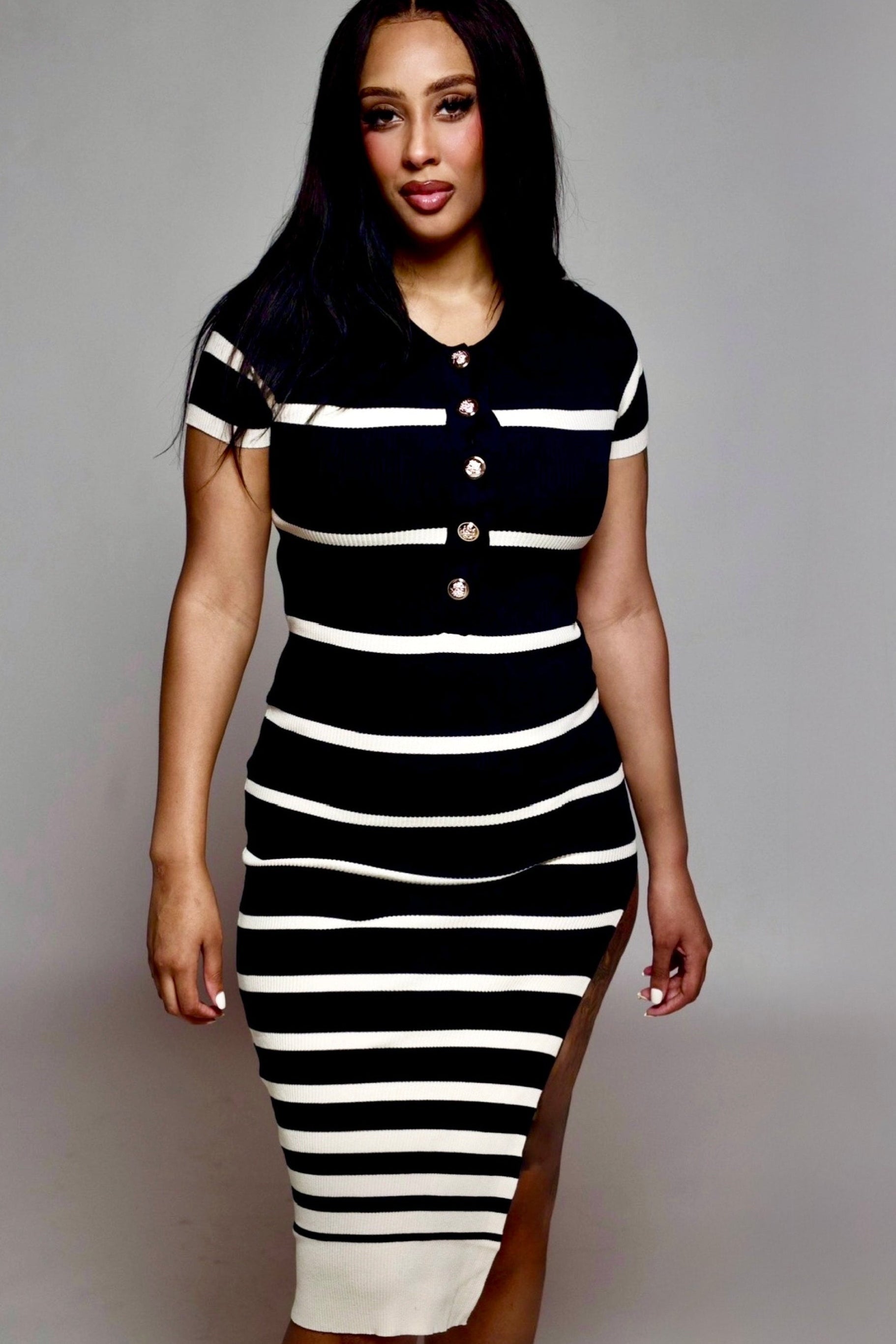 Striped Polo Lightweight Sweater Dress – Women's Spring Dress