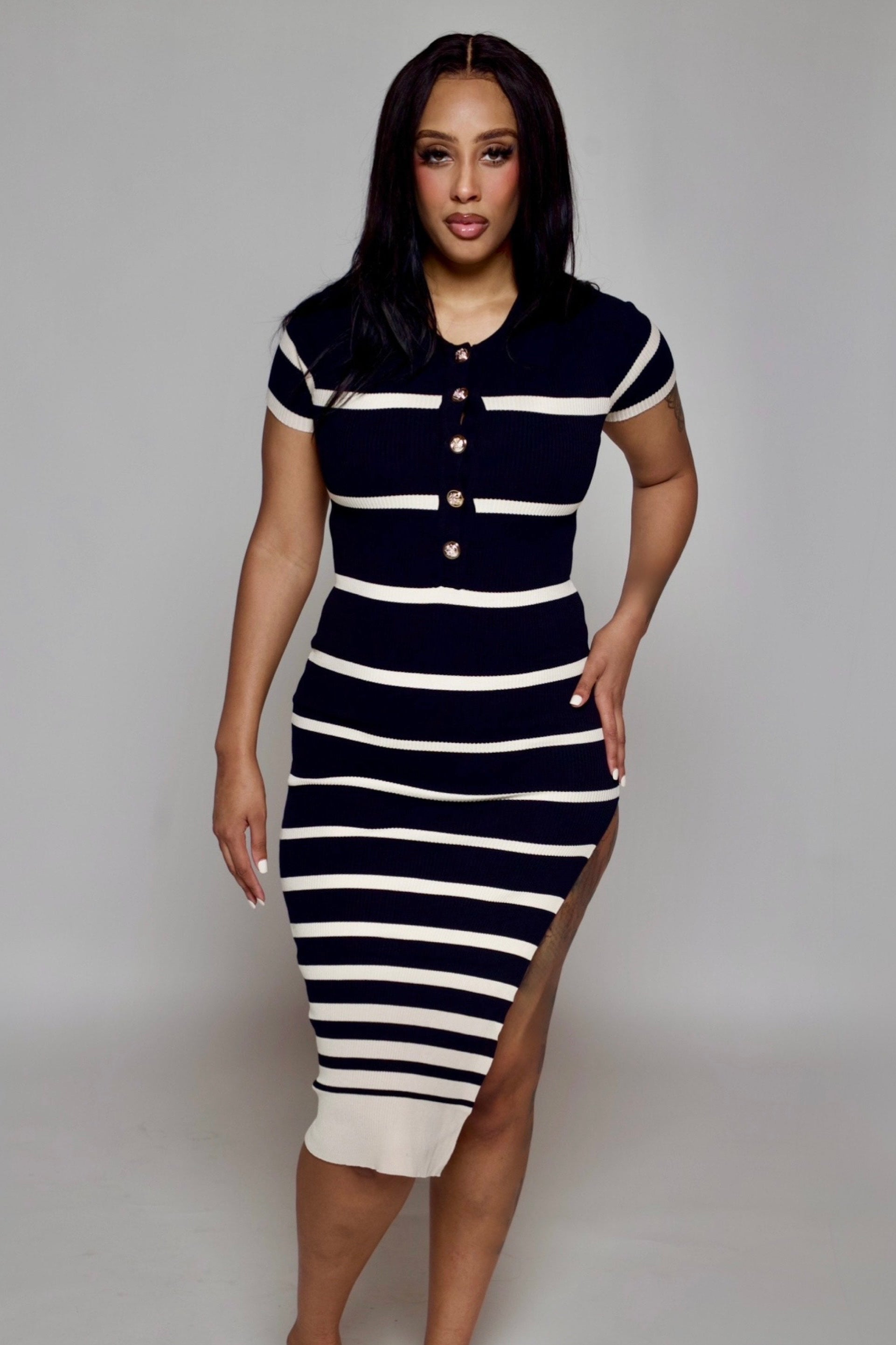 Striped Polo Lightweight Sweater Dress – Women's Spring Dress