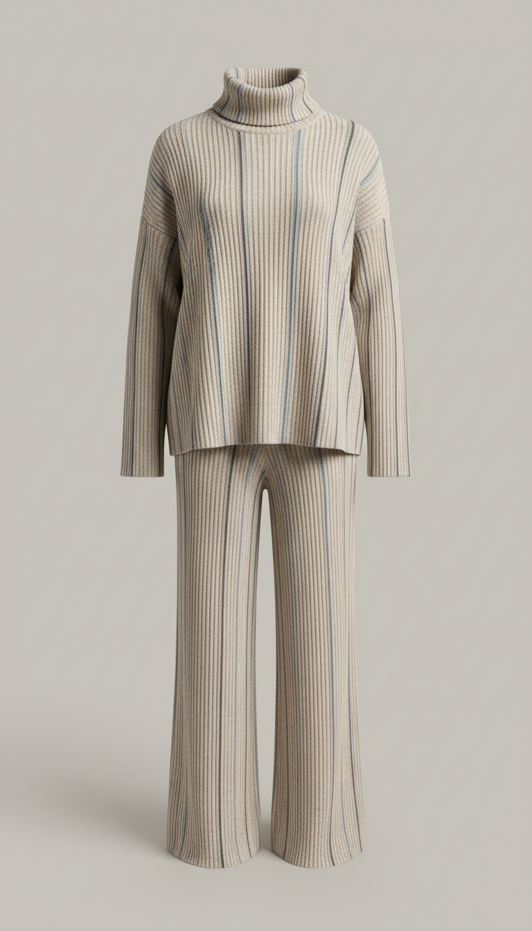 Ribbed knit set in oat