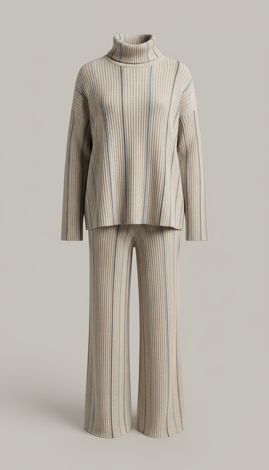 Ribbed knit set in oat