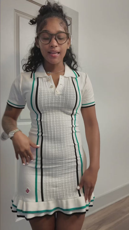 Ruffle Knitted Polo Mini Dress